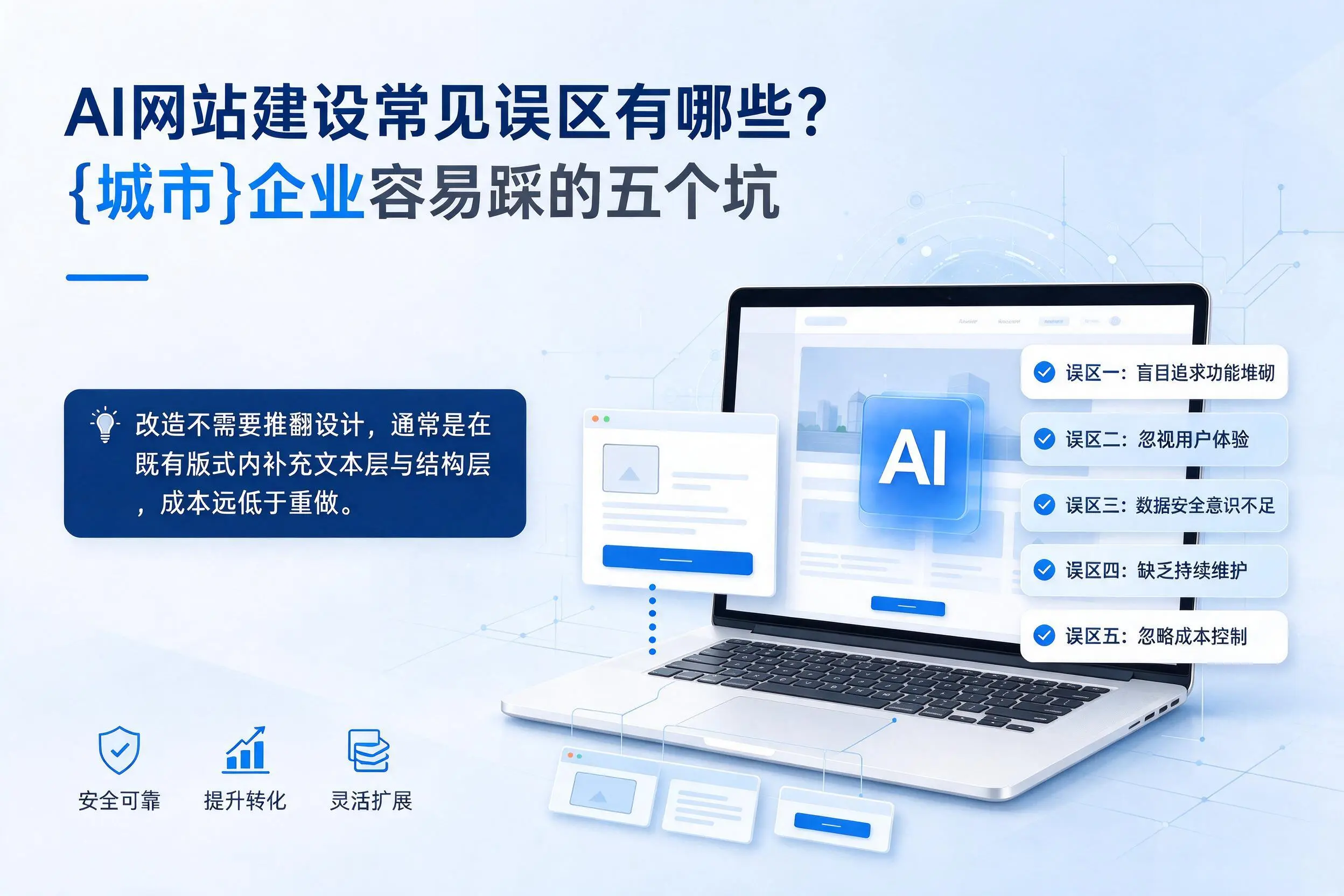 AI网站建设常见误区有哪些？朝阳企业容易踩的五个坑