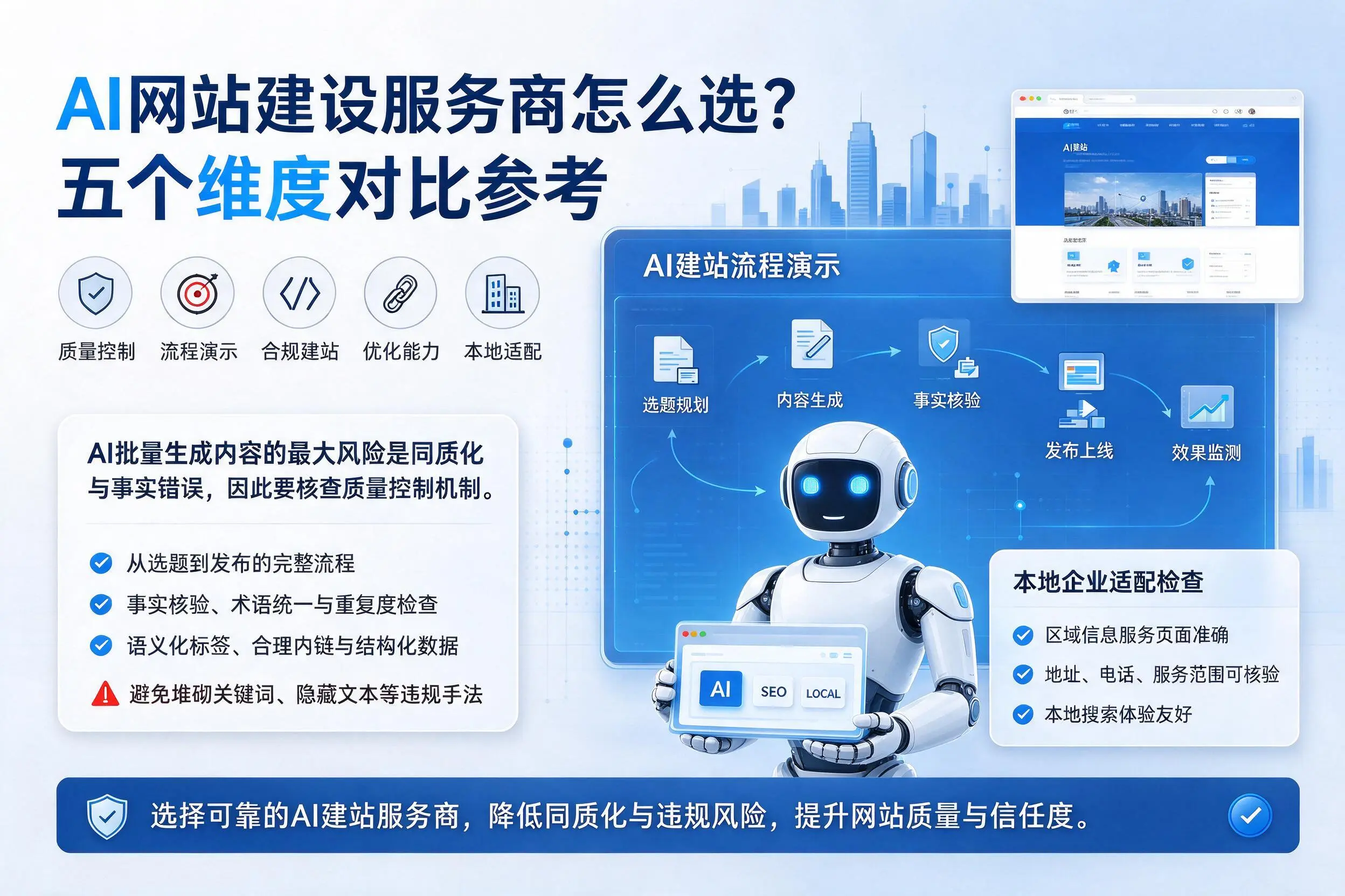 朝阳AI网站建设服务商怎么选?五个维度对比参考